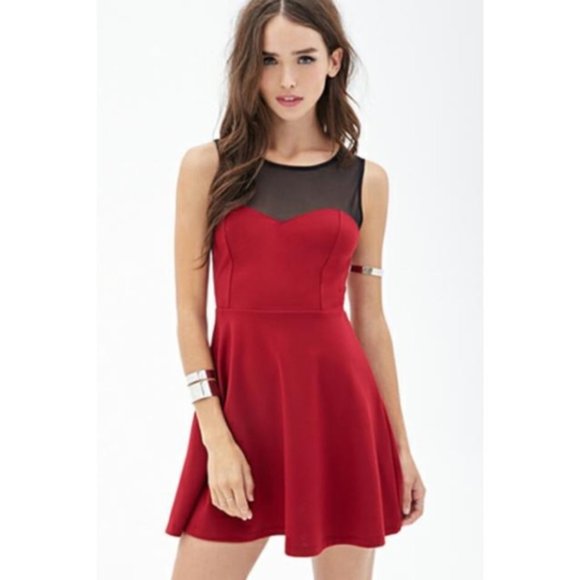 Forever 21 Dresses & Skirts - Forever 21 Red Mesh Dress